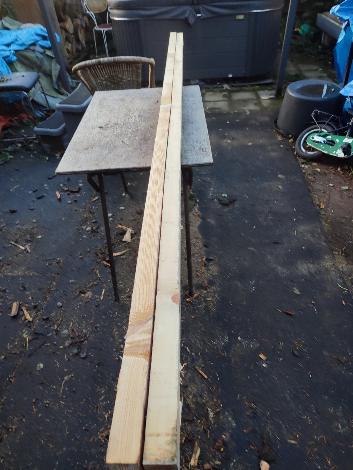 2 houten balken 3 mtr lang, Ophalen, Balk, Vuren, 50 mm of meer
