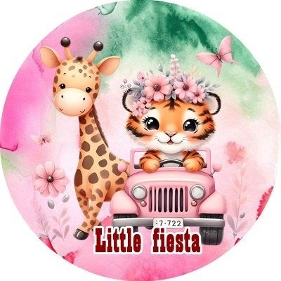 lf270 luxe icing jungle dieren 19cm eetbare taart print top, Ophalen of Verzenden, Nieuw, Taarten, Versiering