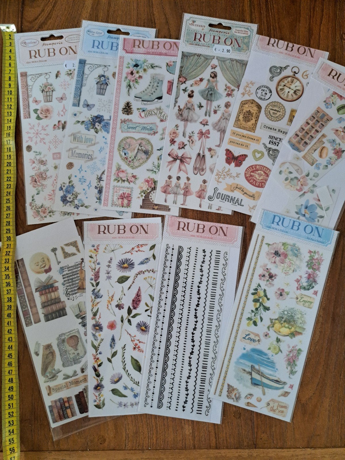 10x STAMPERIA RUB-ONS WRIJFPLAATJES JOURNALING KAARTEN MAKEN, Ophalen of Verzenden, Zo goed als nieuw, Papier of Karton