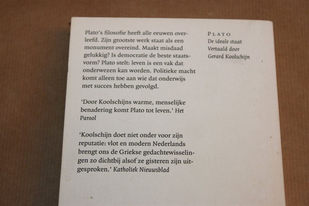 De Ideale Staat — Plato, Politeia Vertaald door Koolschijn, Ophalen of Verzenden, Gelezen