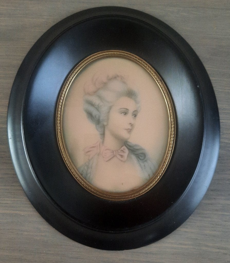 ovaal miniatuur portret op ivoor voor 1947, Ophalen of Verzenden