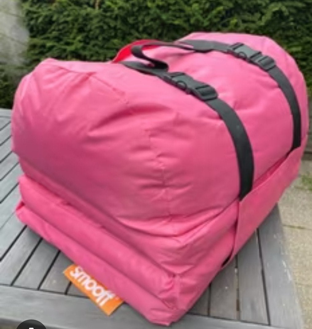 Roze opvouwbaar slaapmatje / zitzak - Smooff, Caravans en Kamperen, Ophalen, Gebruikt, 1-persoons