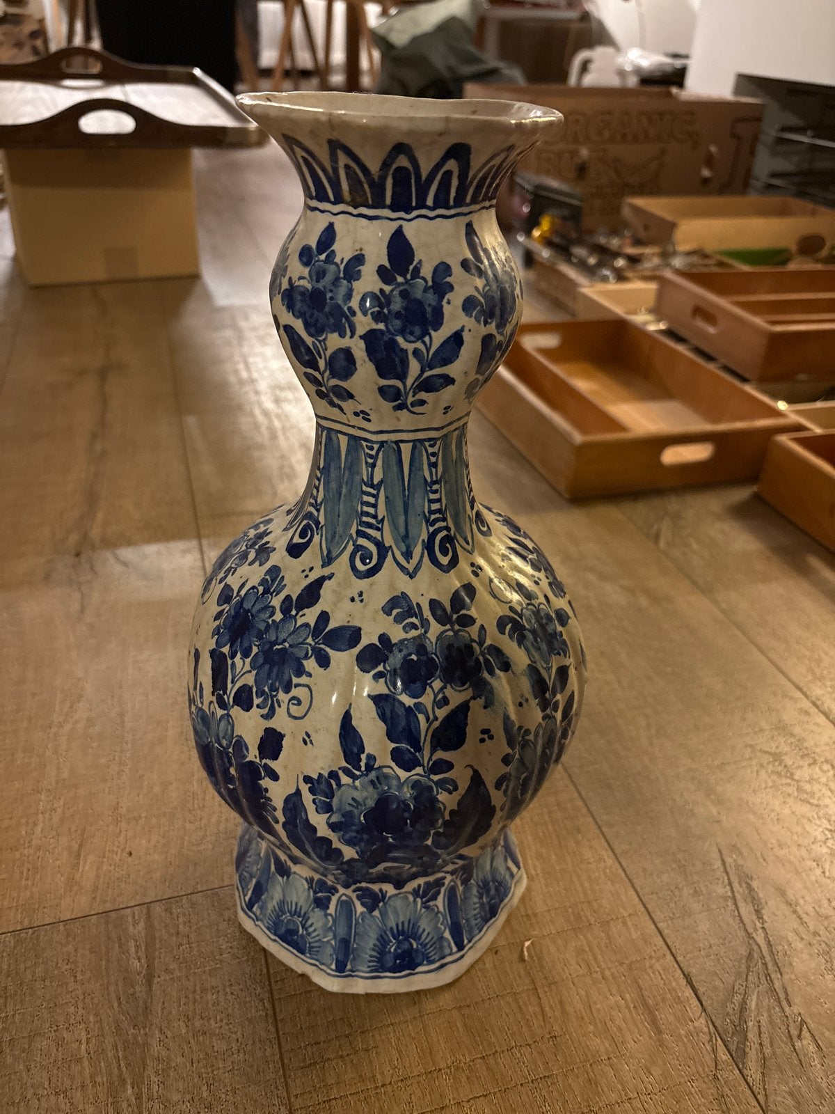 Antieke Delfts Blauwe Vaas - 35 cm hoog, Antiek en Kunst, Antiek | Vazen, Ophalen