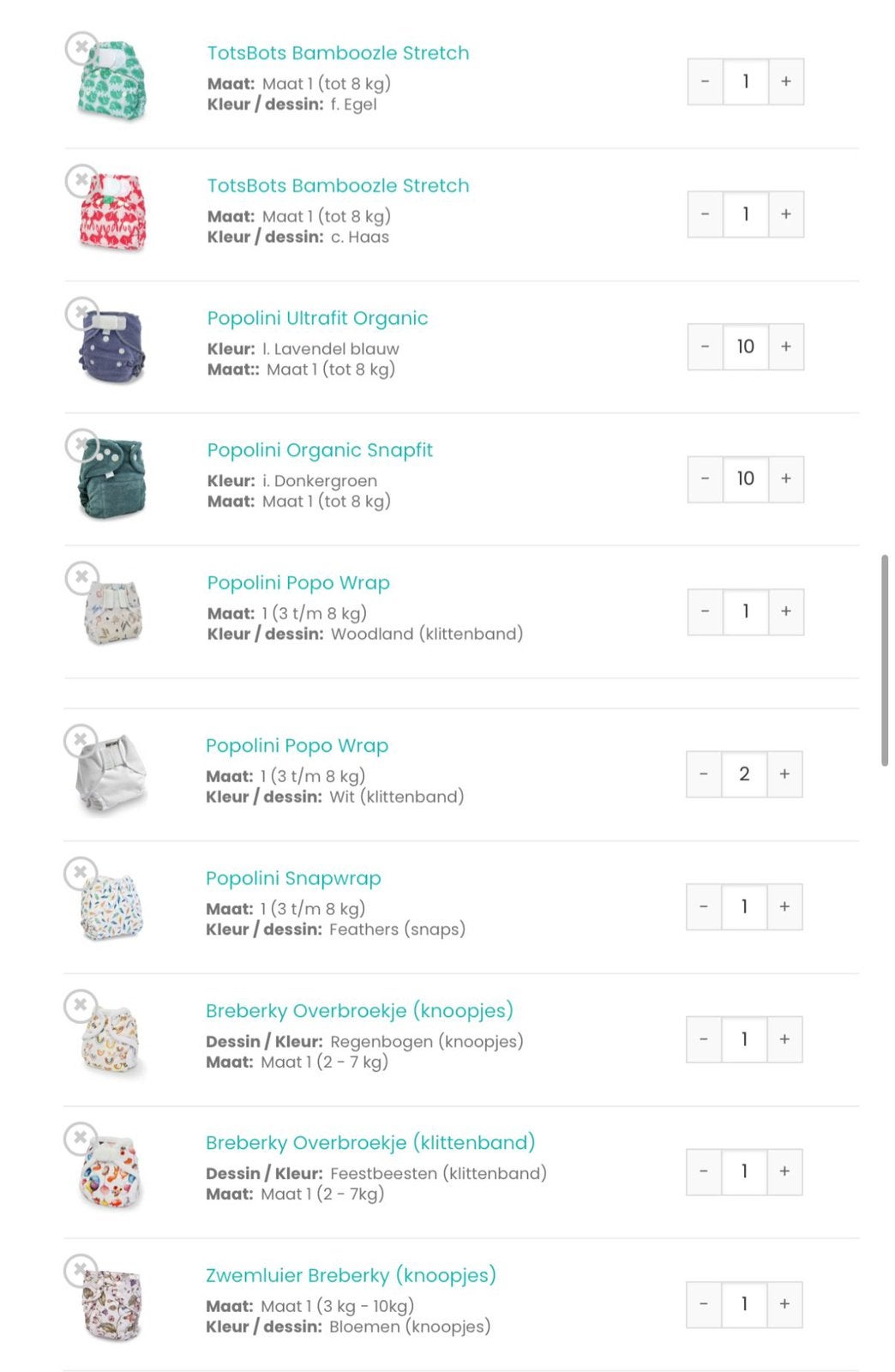 Wasbare luiers complete set maat 1, Kinderen en Baby's, Babykleding | Baby-kledingpakketten, Ophalen of Verzenden, Nieuw