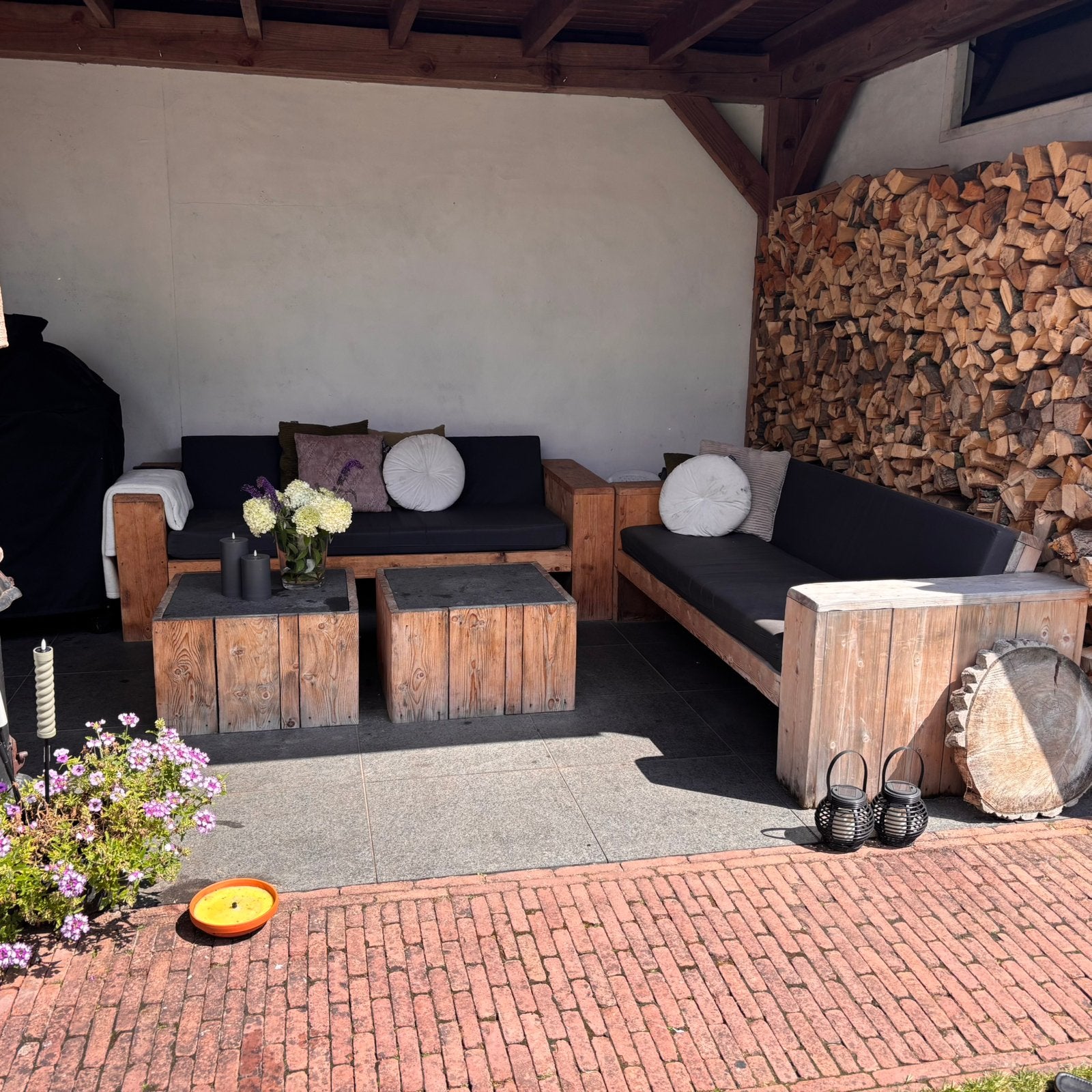 T.e.a.b Steigerhouten loungeset, Ophalen, Gebruikt, Steigerhout, Loungeset