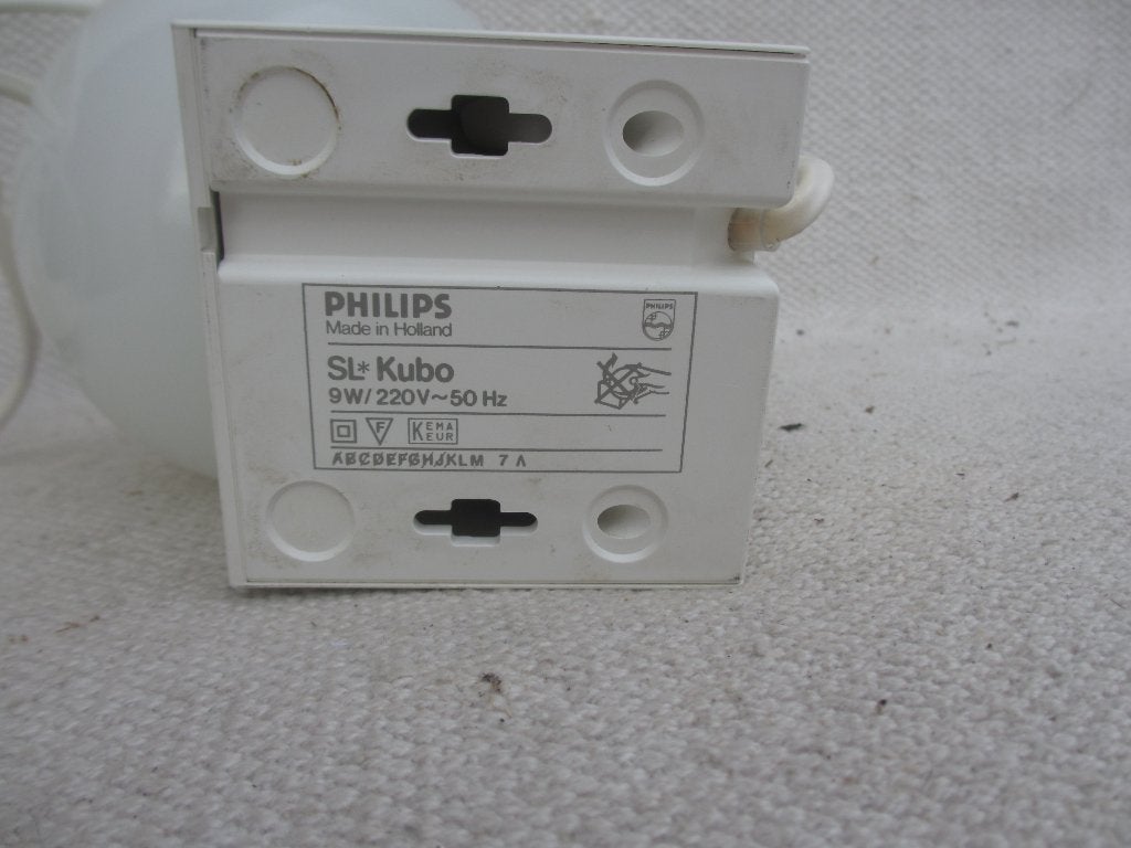 Vintage Philips SL* Kubo tafel-/ wandlampje jaren 80, Ophalen of Verzenden, Gebruikt, Glas