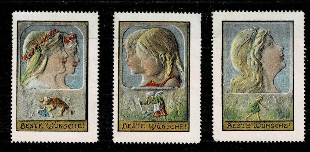 3 sluitzegels Duitsland BESTE WÜNSCHE, Ophalen of Verzenden, Overige thema's