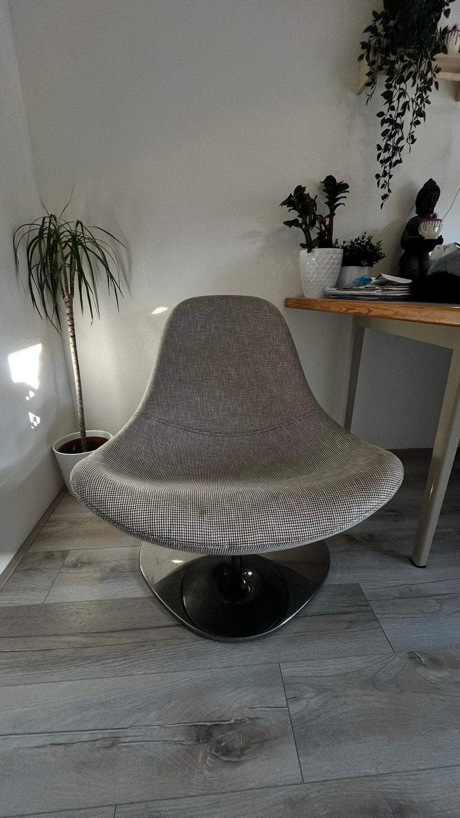 Moderne draaibare fauteuil / stoel - Grijs/zwart patroon, Ophalen, Gebruikt, Eén, Stof