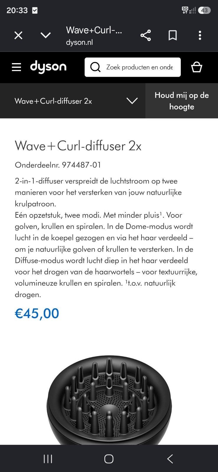 Gezocht: Dyson Wave + Curl-diffuser 2x, Ophalen of Verzenden, Föhn of Haardroger