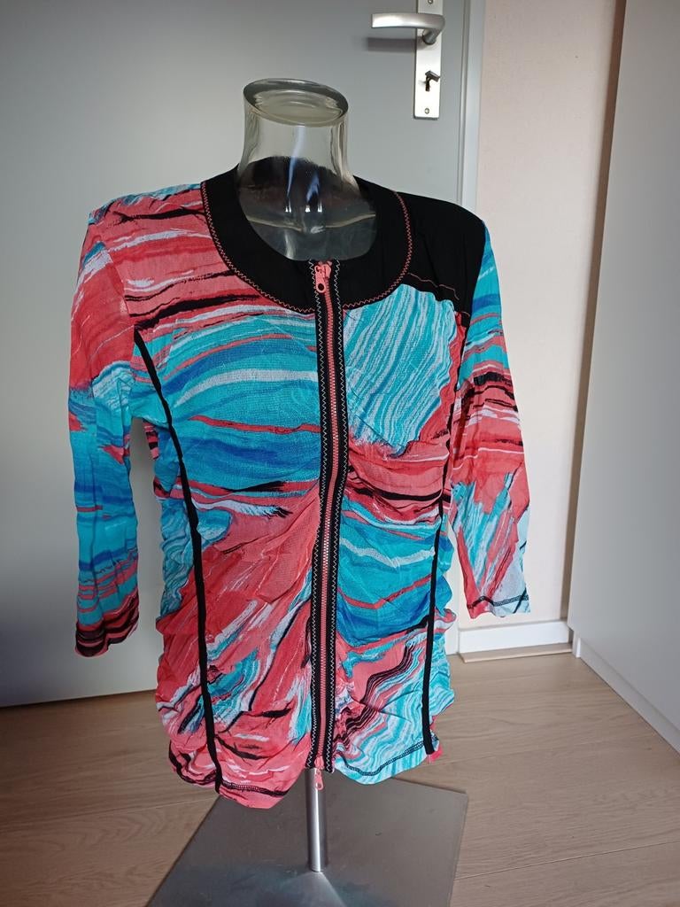 Blouse/ jasje met rits - Sempre Piu by Chalou., Kleding | Dames, Ophalen of Verzenden, Zo goed als nieuw, Maat 42/44 (L)
