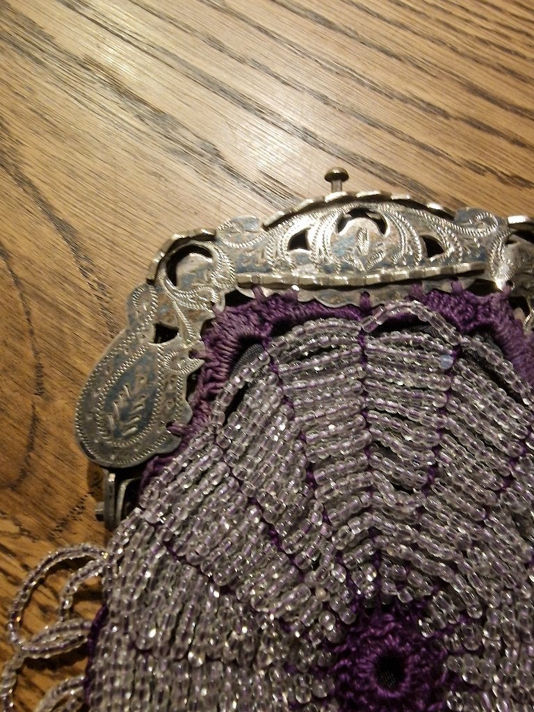 Zilveren beugeltasje beugelbeurs kralen antiek, Antiek en Kunst, Ophalen of Verzenden, Zilver