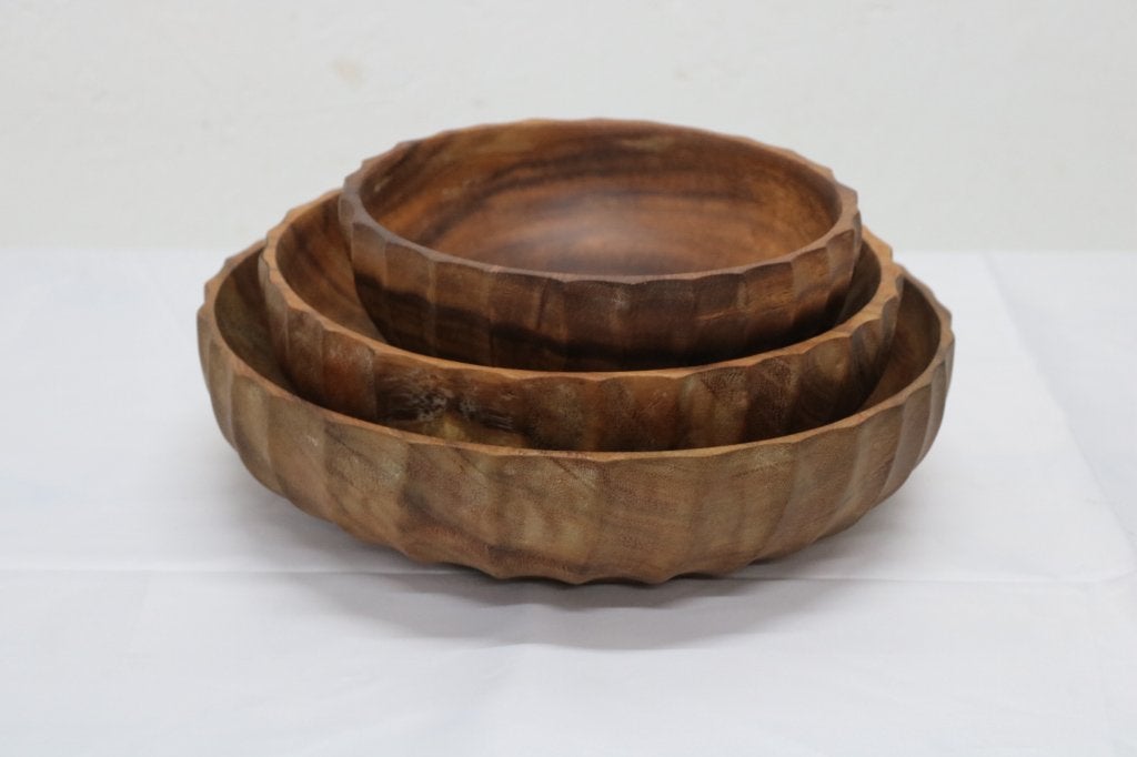 Teak Houten Schalen - Set van 3, Ophalen, Schaal, Rond, Nieuw