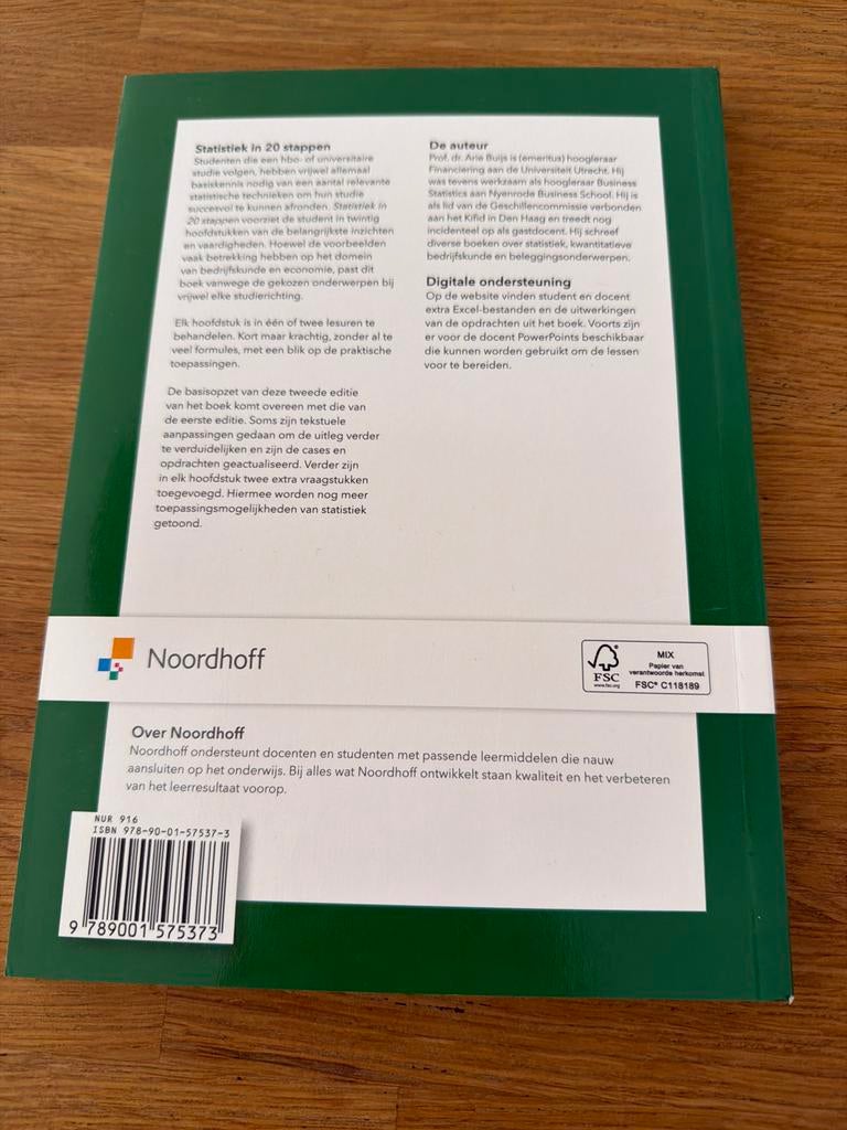Statistiek in 20 stappen - Arie Buijs (2e druk), Boeken, Studieboeken en Cursussen, Ophalen of Verzenden, Gamma, Nieuw, WO