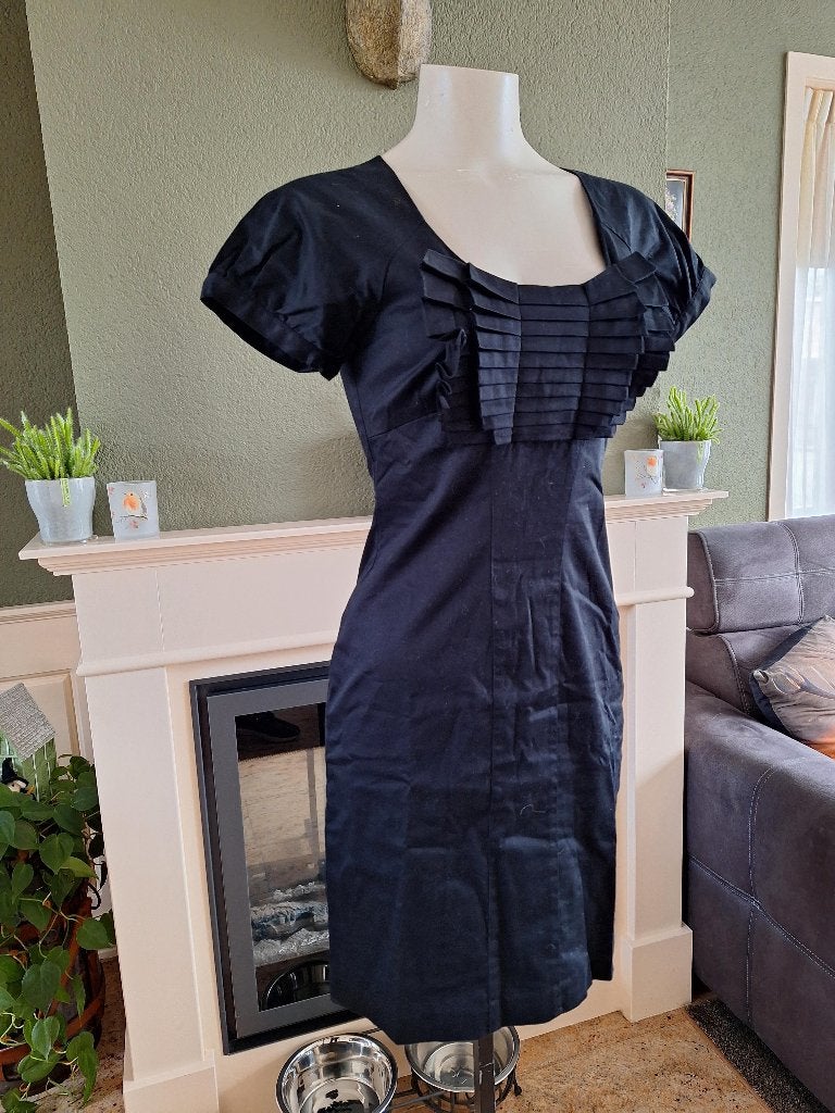 Ted Baker LBD little black dress zwarte jurk 1 S 36 jurkje, Verzenden, Zwart, Zo goed als nieuw, Knielengte