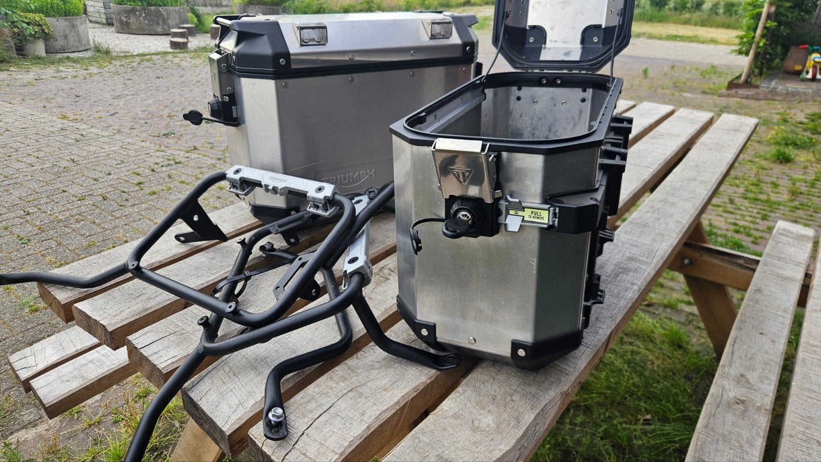Triumph Tiger 800 Kofferset (aluminium), Motoren, Accessoires | Koffers en Tassen, Ophalen, Gebruikt