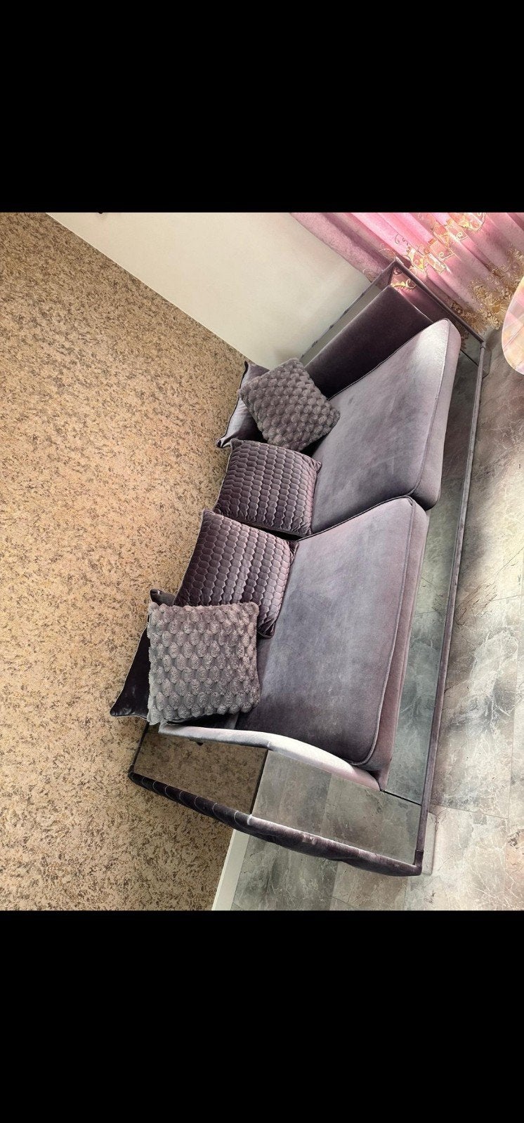 Luxe 3-zits bank met spiegeldetails en kussens, Ophalen, Modern, Luxe, Glamour, Driepersoons, 75 tot 100 cm