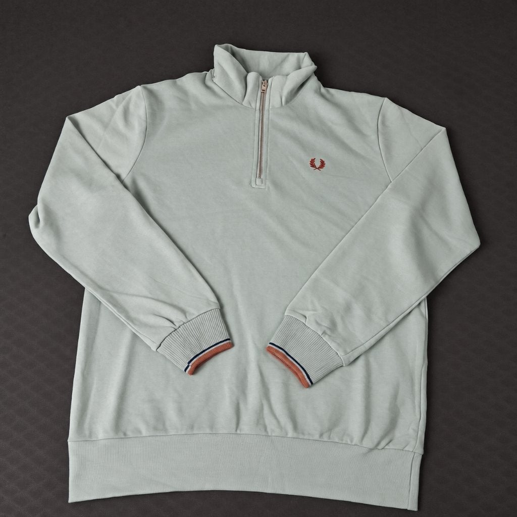 Fred Perry trui | Half zip | Saliegroen | XL, Maat 56/58 (XL), Ophalen of Verzenden, Zo goed als nieuw, Fred Perry