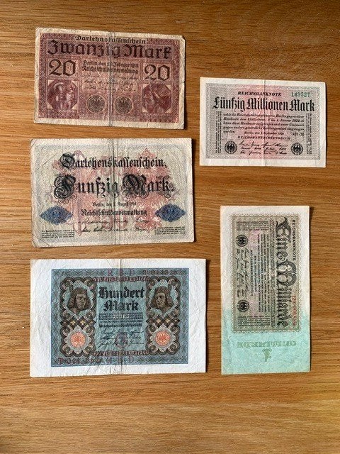 9 Oude Duitse Bankbiljetten, Postzegels en Munten, Ophalen of Verzenden, Duitsland