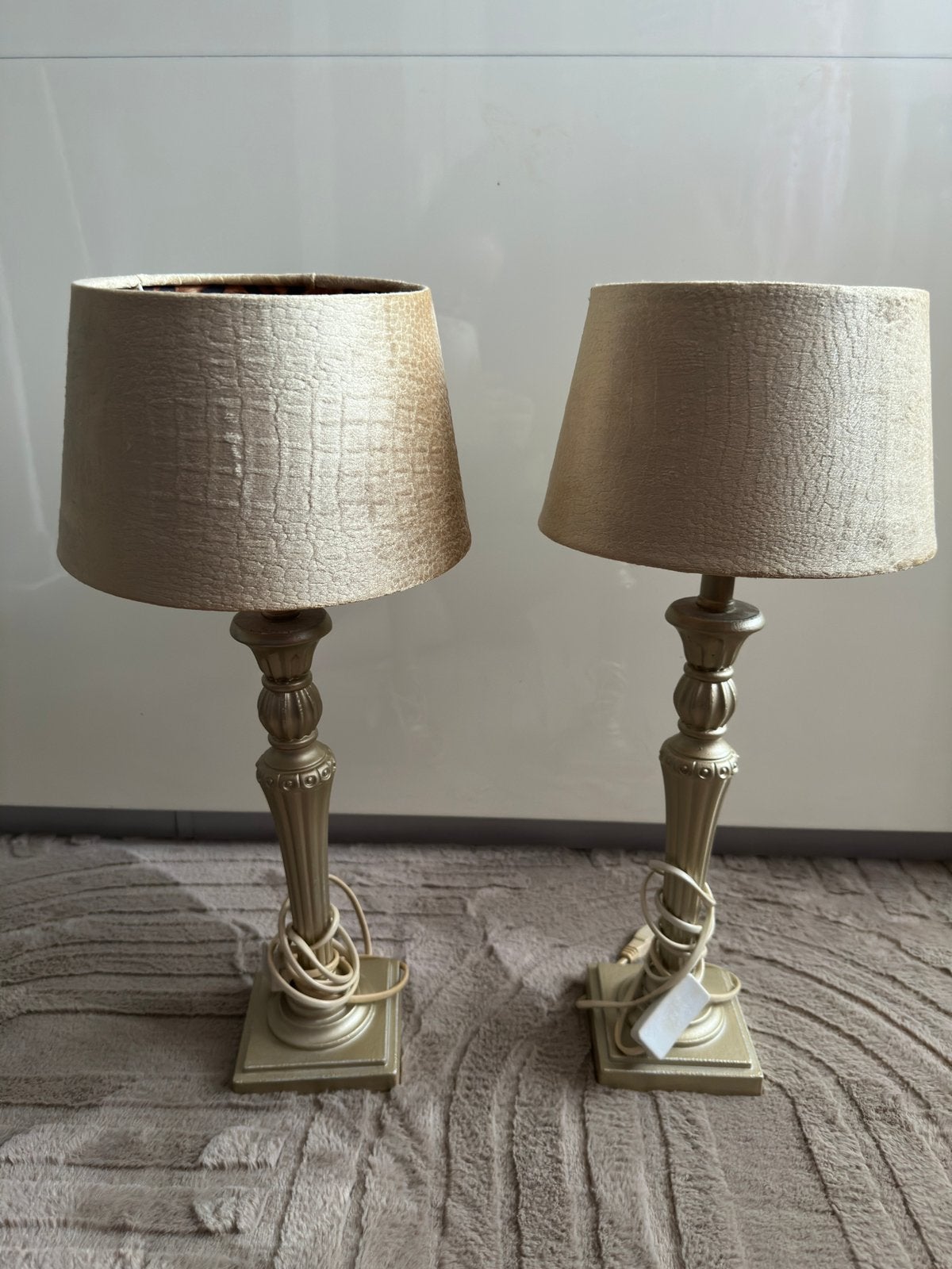 2 mooie gouden lampen met velvet lampenkappen, Overige materialen, Overige typen, Overige merken, Goud