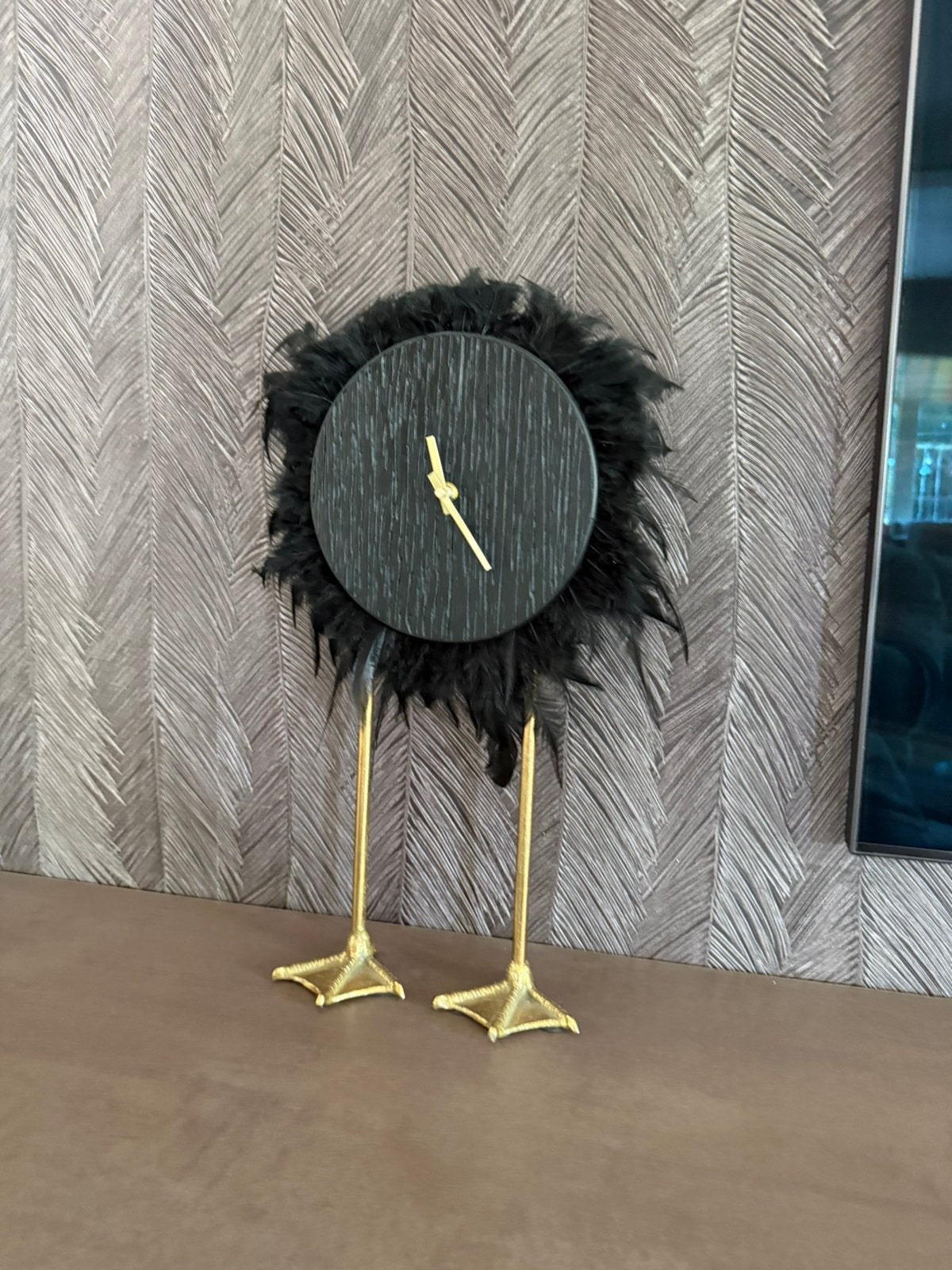 Design klok struisvogel, Ophalen of Verzenden, Zo goed als nieuw, Analoog, Staande klok