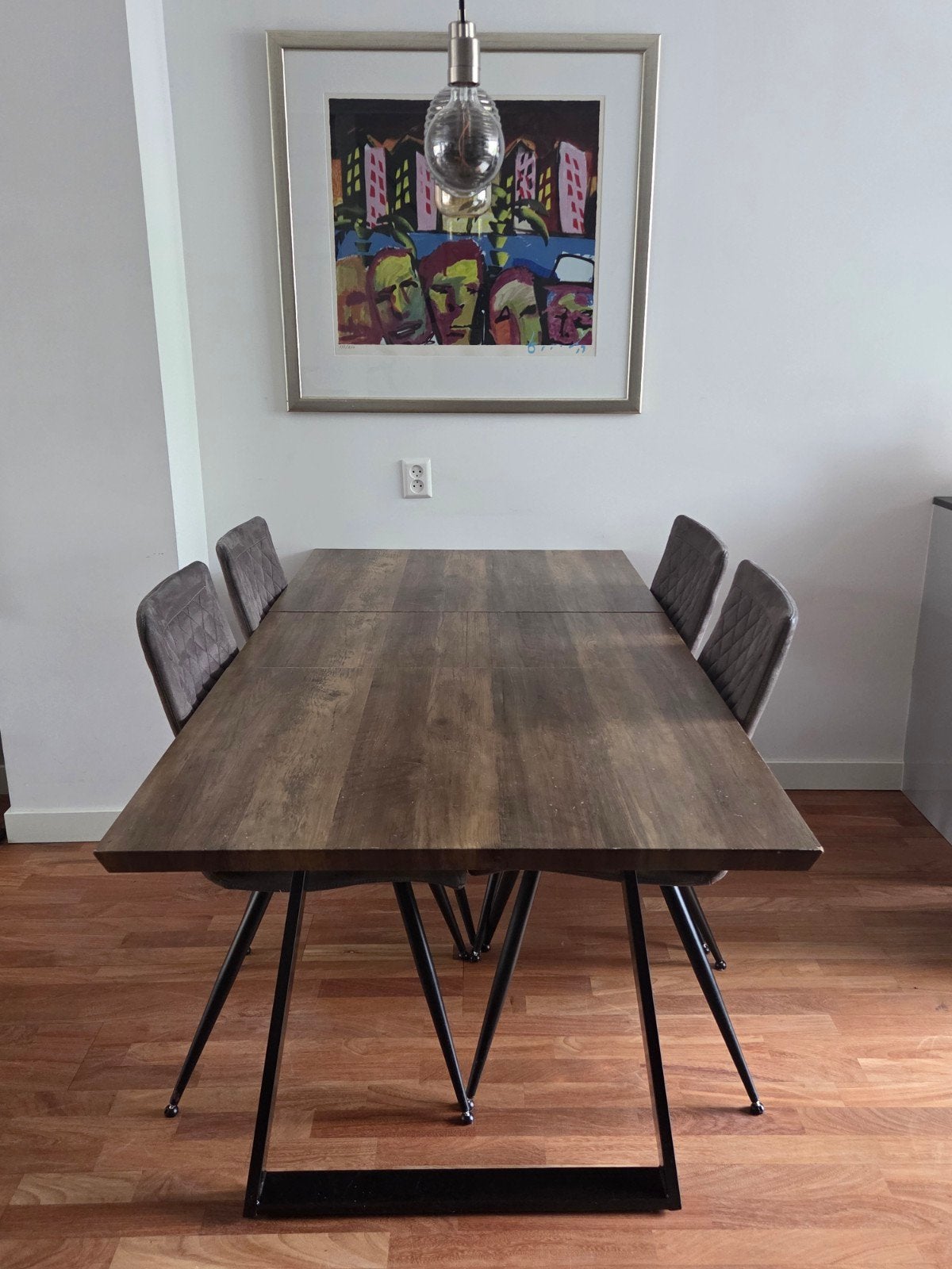 Uitschuifbare eettafel met 4 stoelen, Ophalen, Gebruikt, Rechthoekig, 50 tot 100 cm