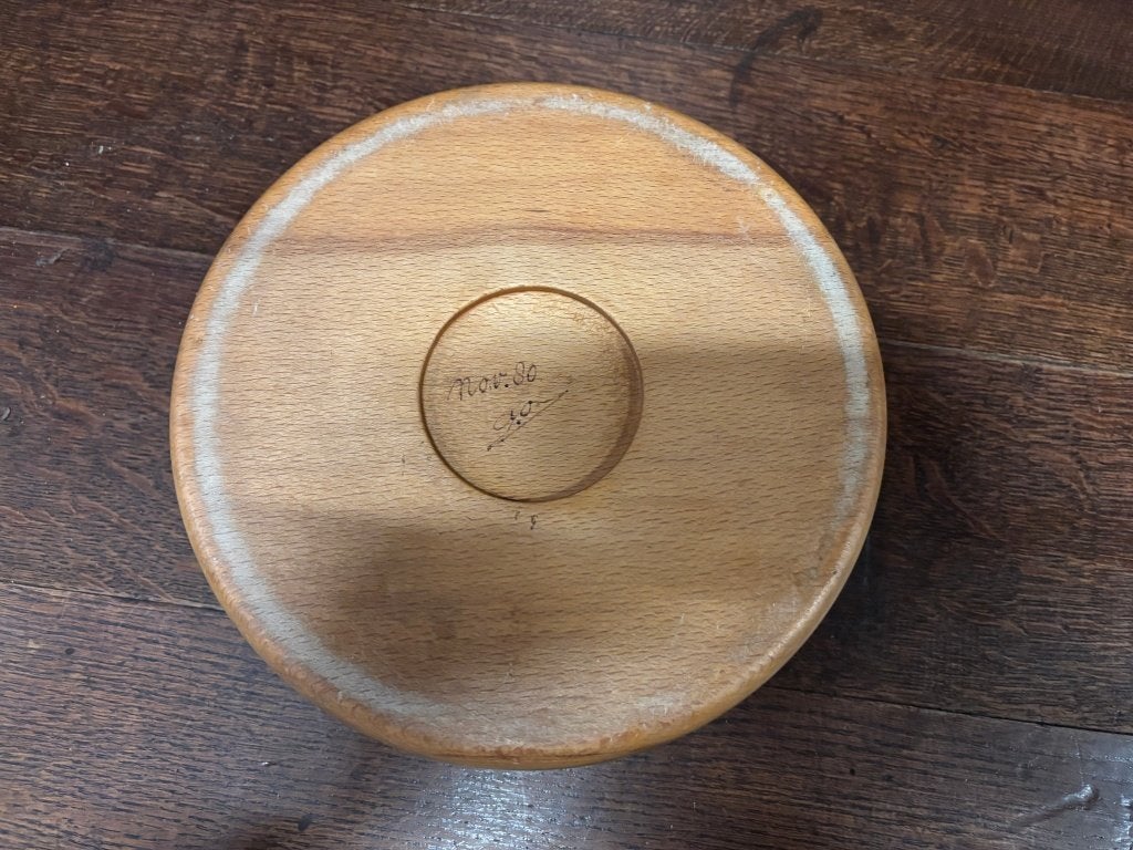 Vintage beukenhouten fruitschaal, handgedraaid, 1980, Huis en Inrichting, Gebruikt, Niet bekend (tweedehands product), Rond, Ophalen of Verzenden