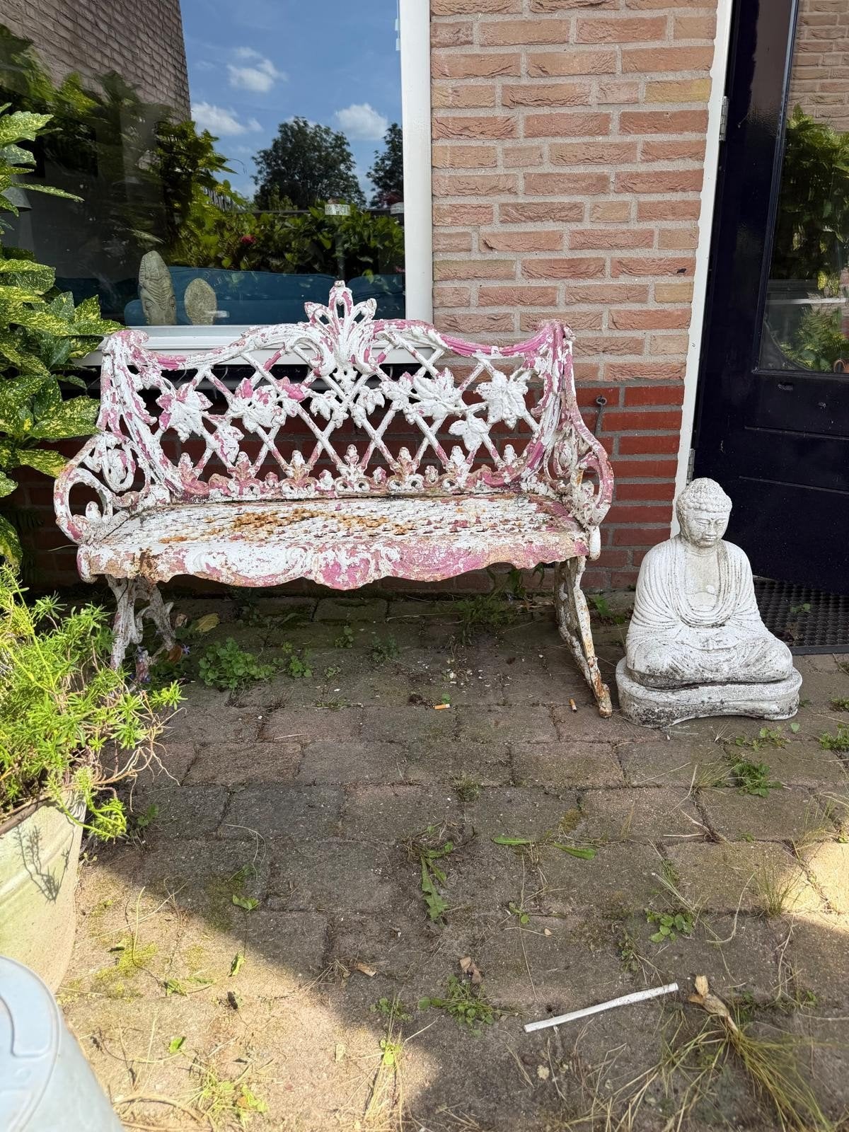 Antieke gietijzeren tuinbank - opknapper, Ophalen