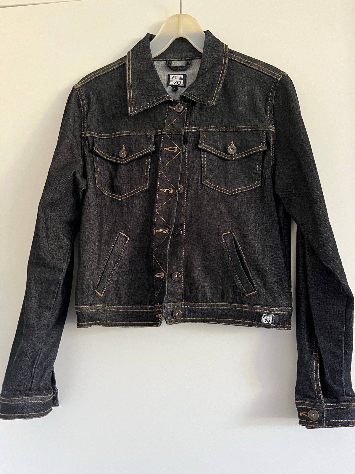 Zizo jeans jack stretch zwart mt L (valt als M), Ophalen, Zo goed als nieuw, Maat 38/40 (M), Zwart