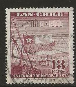 Chili 17, vlag, Verzenden, Gestempeld, Zuid-Amerika