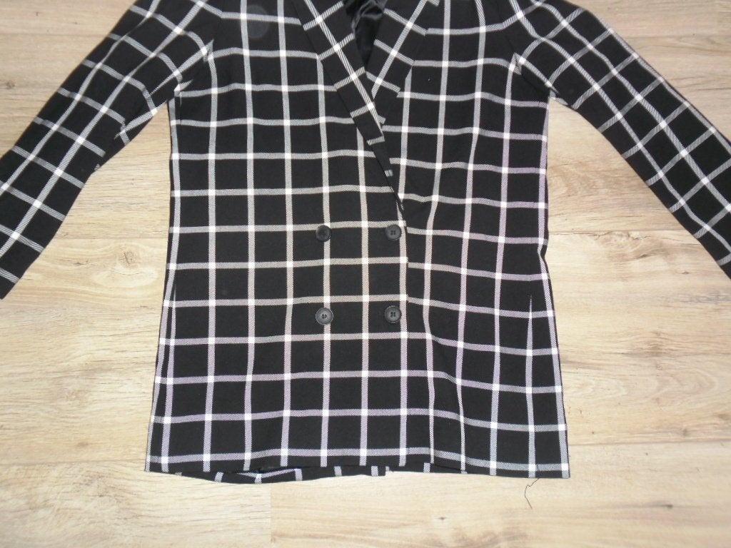 Yaya Women Zwart/Witte Geruite Lange Blazer Jas Maat 38, Maat 38/40 (M), Zwart, Nieuw, Ophalen of Verzenden