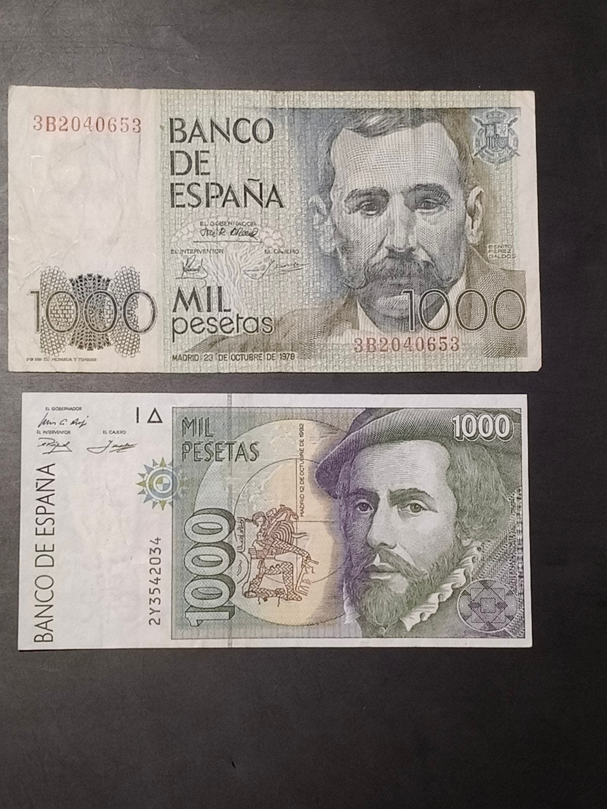 Spain 2x 1000 pesetas 1979-92 VF, Ophalen of Verzenden, Overige landen