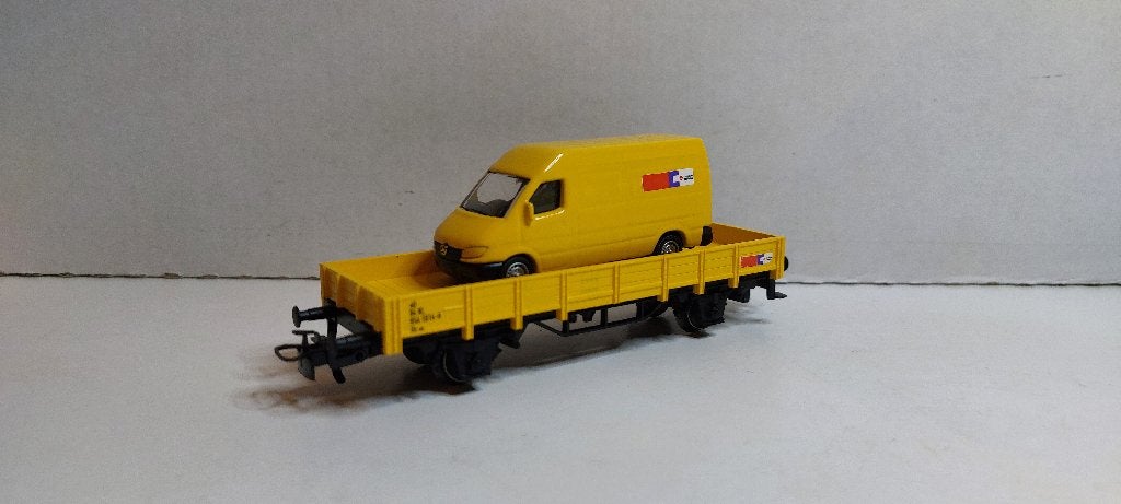 Strukton Lage Bakwagon met Mercedes Sprinter **Nieuw** (07), Hobby en Vrije tijd, Wisselstroom, Ophalen of Verzenden, NS, Märklin