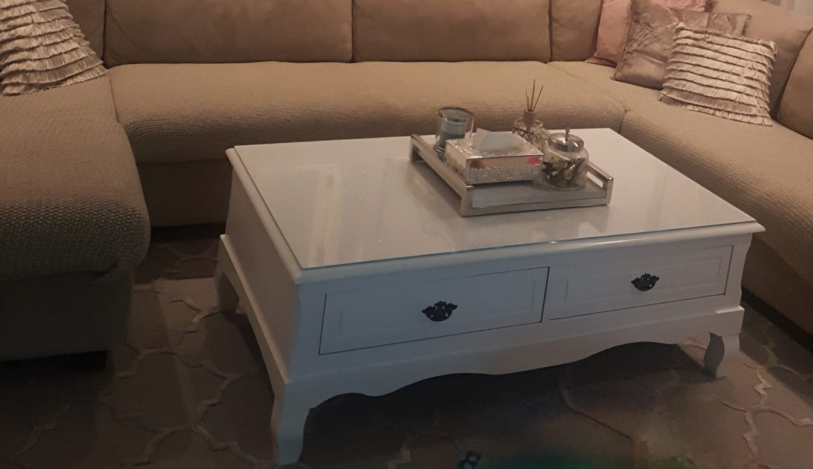 Salontafel, dressoir en tv meubel landelijke stijl, Huis en Inrichting, Tafels | Salontafels, Ophalen, Zo goed als nieuw, Glas