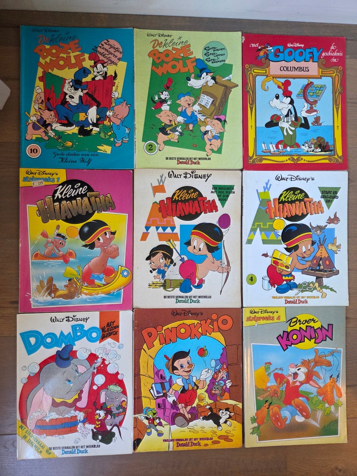 9 Disney strips Dombo, Pinocchio, Boze Wolf, Hiawatha, Boeken, Meerdere comics, Ophalen of Verzenden, Gelezen, Europa