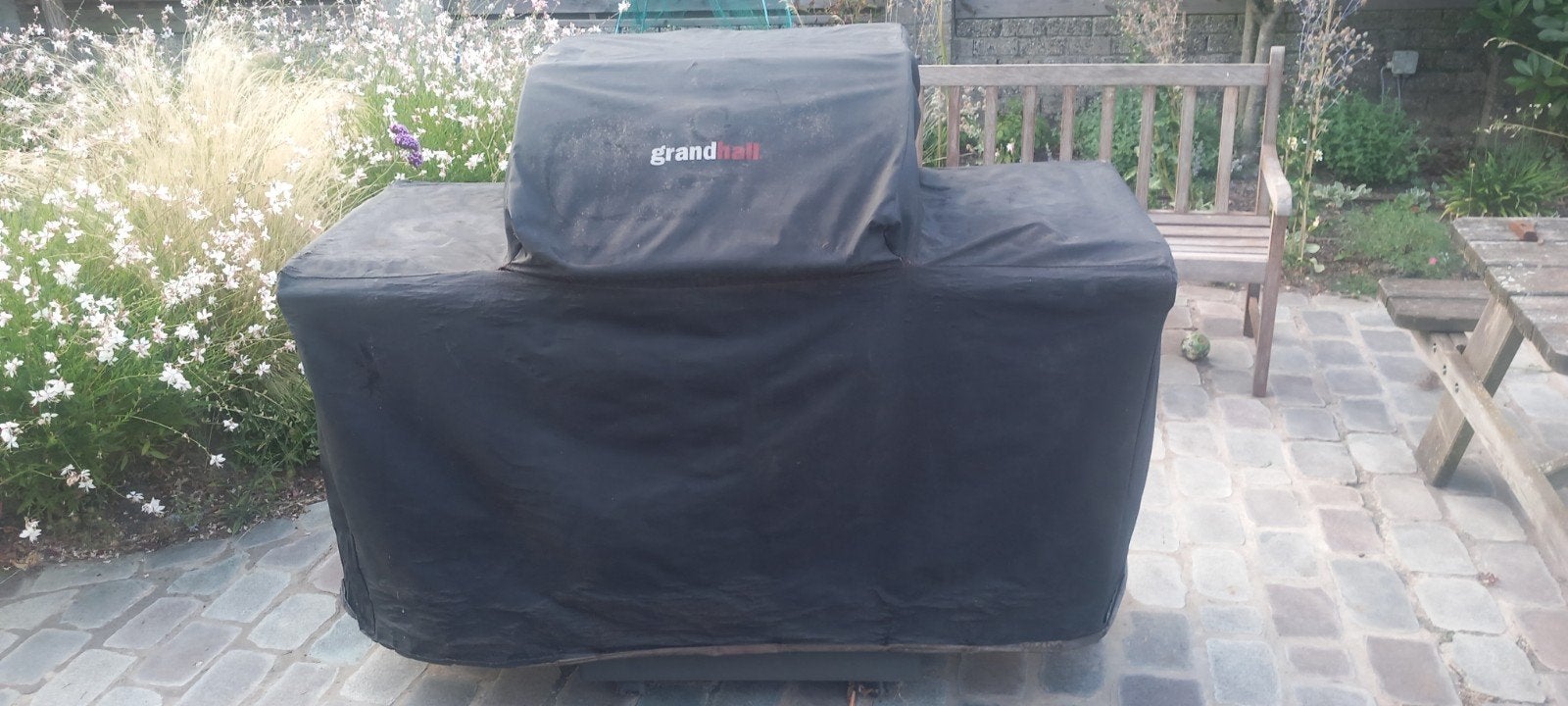 Grandhall gasbarbecue met zijbrander en hoes, Ophalen of Verzenden, Gebruikt, Grandhall