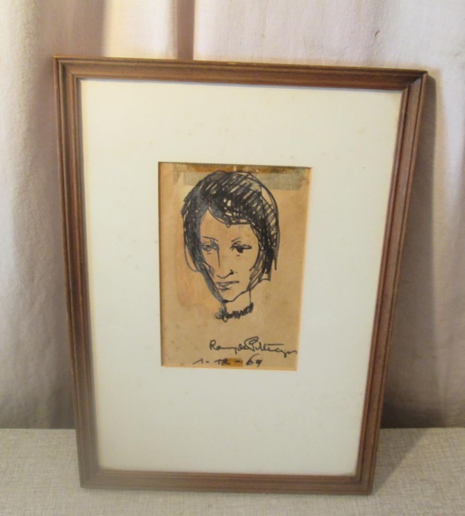 Mooie Oude Tekening 'Vrouw' - Remy de Pillecyn, Ophalen of Verzenden
