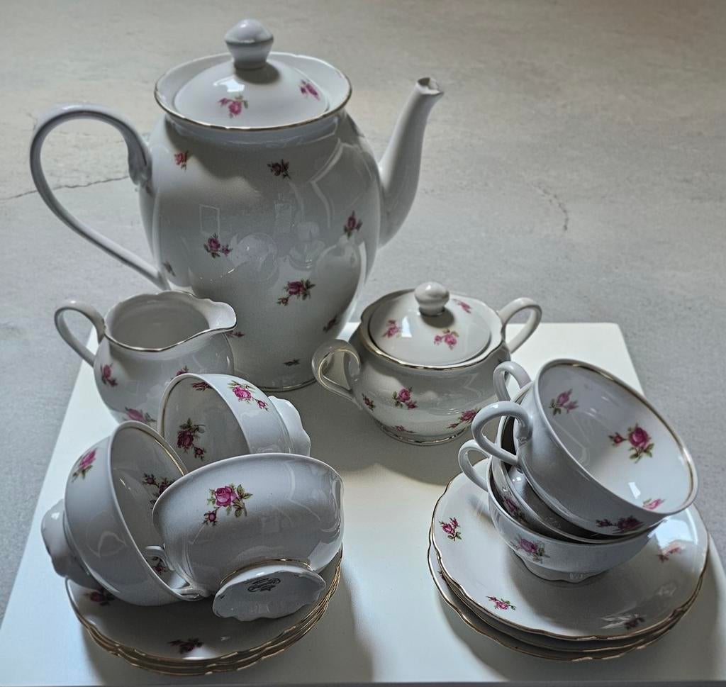Bareuther Bavaria Koffieservies - Vintage Roosjes & Goud, Ophalen