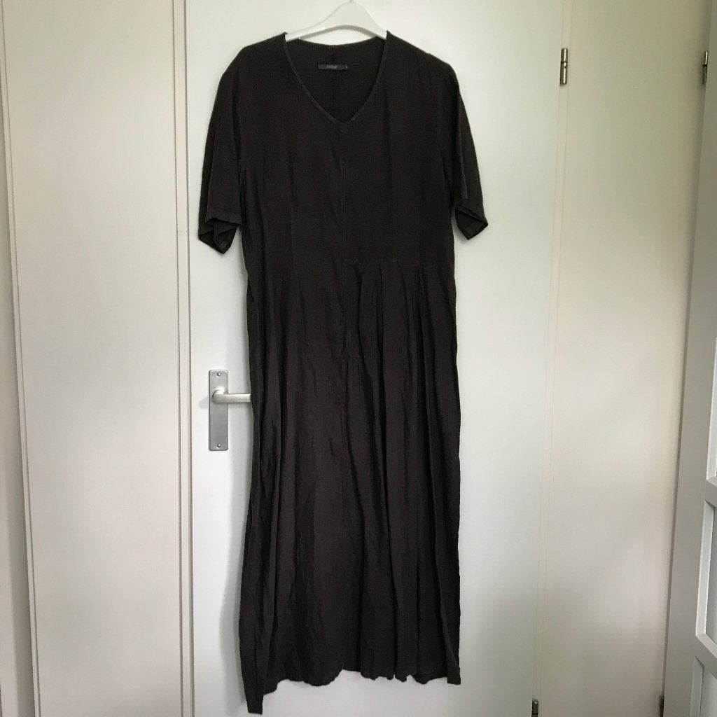 SLAP Vintage linnen jurk bruin maat 40 100% linnen          , Maat 38/40 (M), Bruin, Verzenden, Zo goed als nieuw