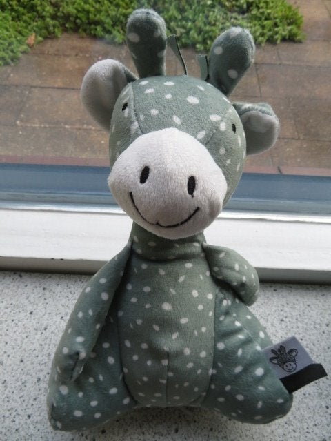 Giraffe of giraf groen/grijs met witte stippen van Prénatal, Ophalen of Verzenden, Zo goed als nieuw, Middelgroot (20 tot 80 cm)