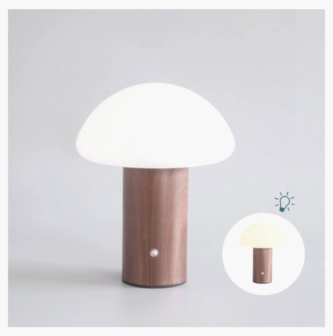 Nieuwe sfeervolle usb 24 cm mushroom paddenstoel lamp walnoo, Ophalen of Verzenden, Hout, Dimbaar