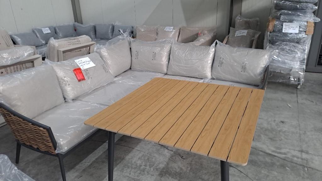 Lucca dining hoek loungeset | wicker + aluminium | 219x219cm, Ophalen, 5 zitplaatsen, Nieuw, Loungeset