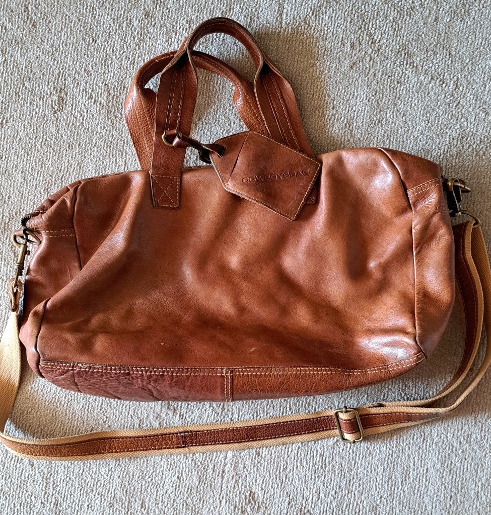 Leren Cowboybag handtas/schoudertas, Ophalen of Verzenden, Gebruikt, Bruin, Schoudertasje