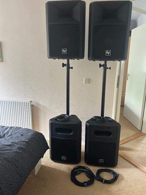 EV speaker set SX100+ + SB122 + bekabeling en luxe hoezen, Gebruikt, Speakerset, Minder dan 60 watt, Ophalen