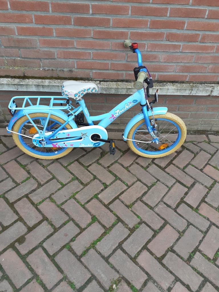 Loekie superstar z.g.a.n 16 inch licht blauwe kinderfietsje, Terugtraprem, Ophalen, Loekie Superstar, 16 tot 20 inch