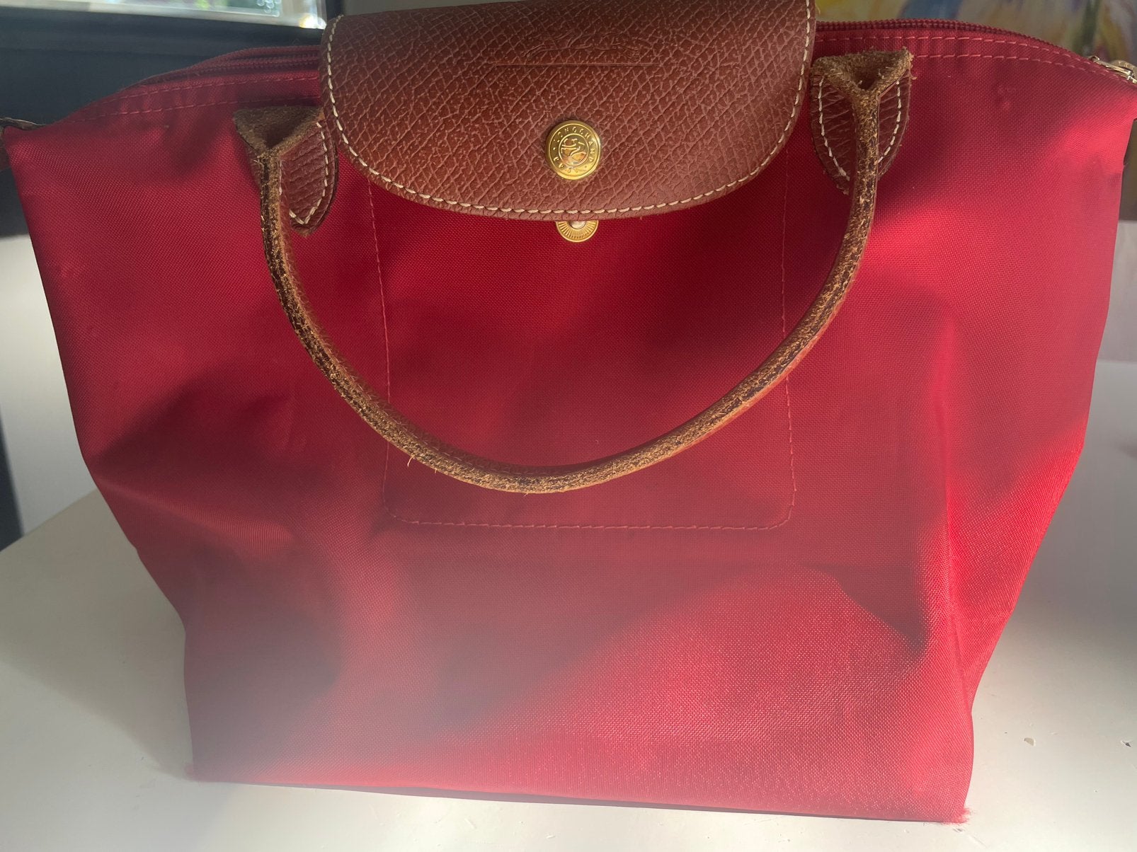 Te koop: tas, Longchamp, rood, size M, Ophalen of Verzenden, Zo goed als nieuw, Rood, Rugtas