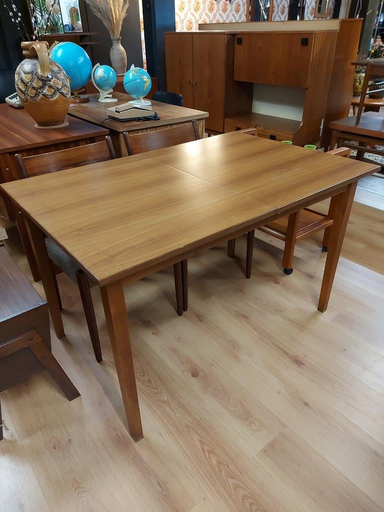 Vintage teak eettafel uitschuifbaar verlengbare tafel, Ophalen of Verzenden, Huis en Inrichting