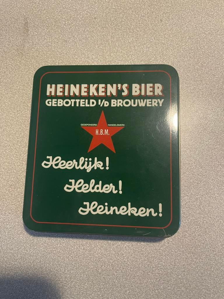 Blikje met oude heineken viltjes, Verzamelen, Ophalen, Nieuw, Merk