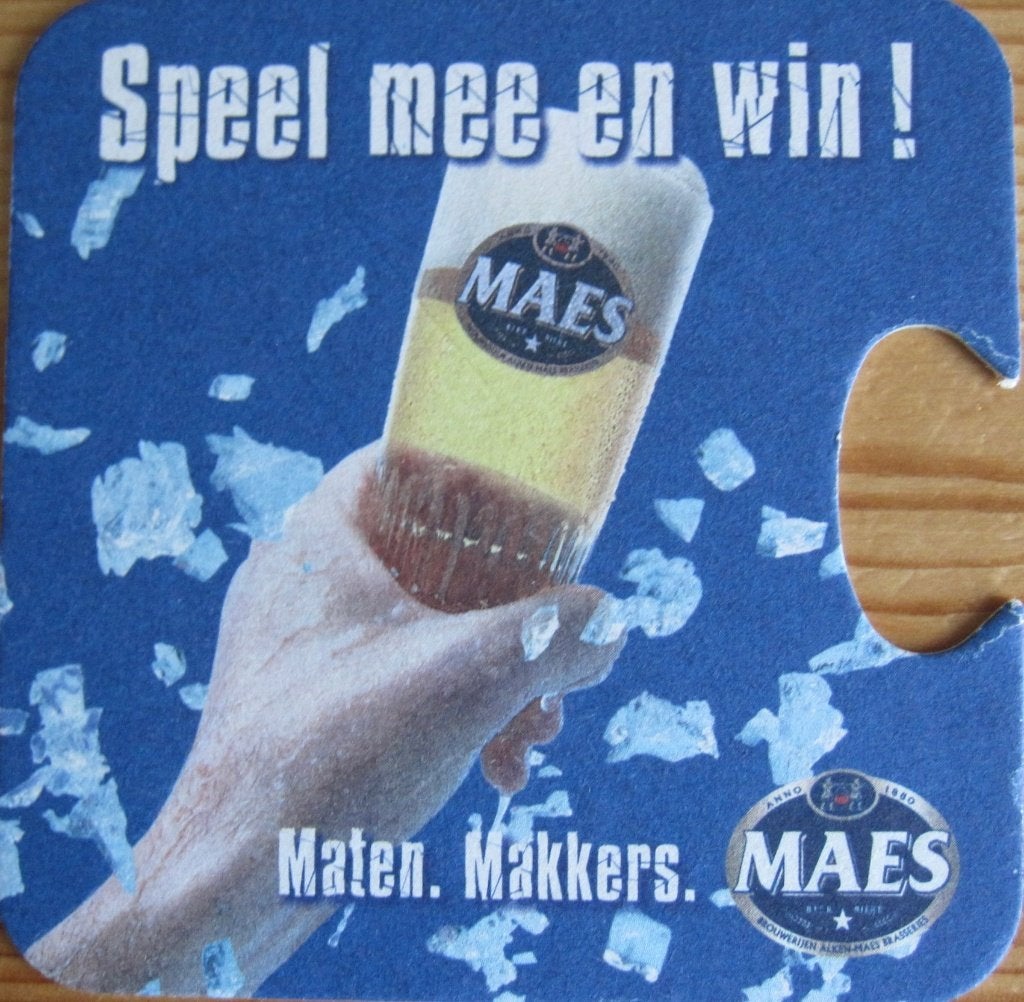 bierviltje van Maes - maten - makkers, Ophalen of Verzenden, Zo goed als nieuw, Viltje(s), Overige merken