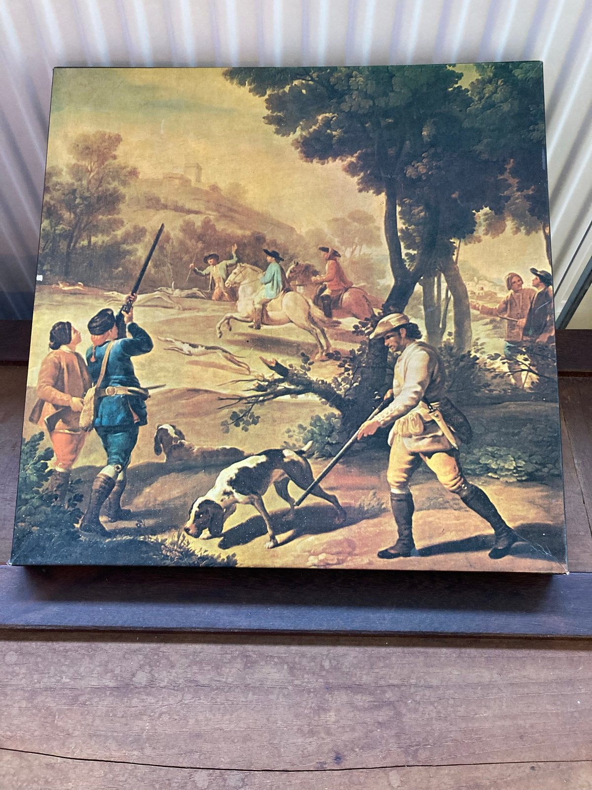 Vintage Waddington's Legpuzzel 'The Hunting Party' Goya, Ophalen of Verzenden, Minder dan 500 stukjes, Zo goed als nieuw, Legpuzzel