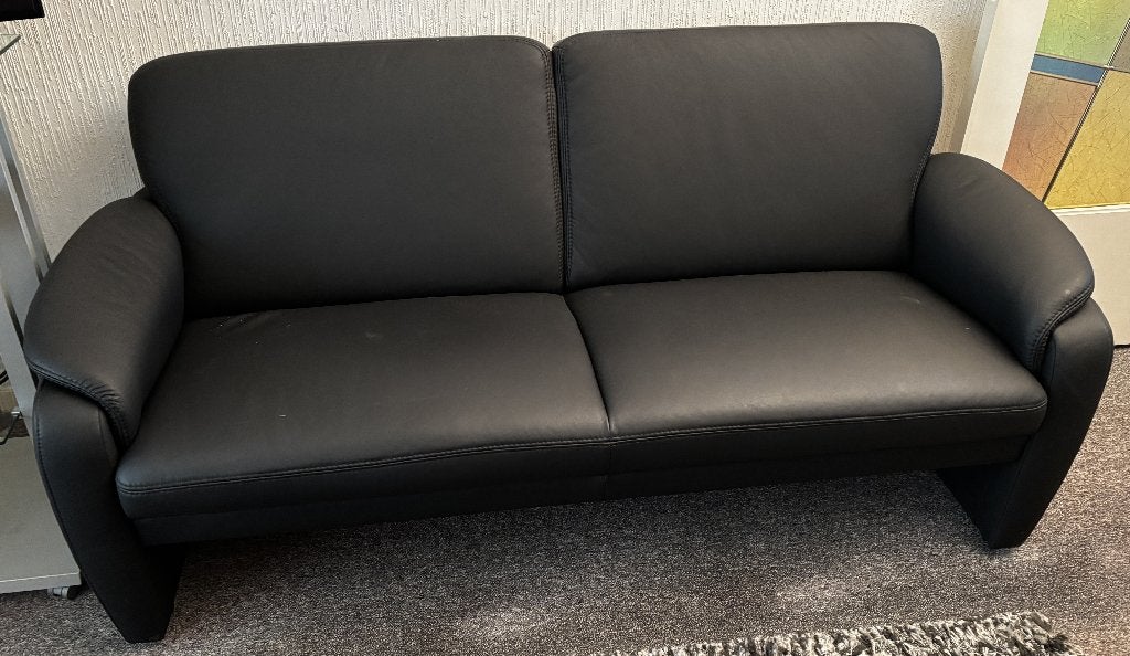 leren bankstel met stoelen, Huis en Inrichting, Banken | Bankstellen, Ophalen, Tweepersoons, Zo goed als nieuw, Rechte bank